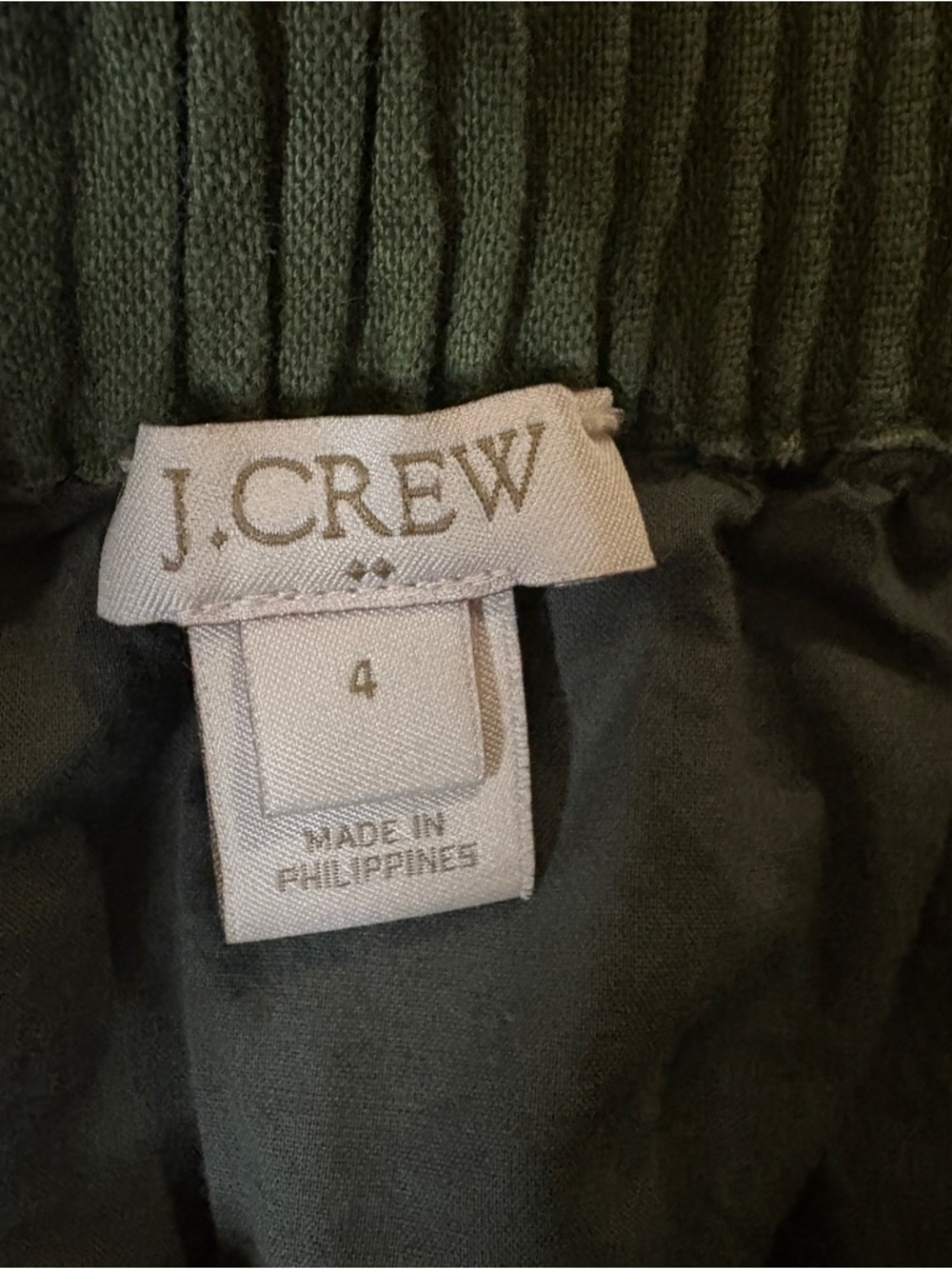 J. Crew Olive Green Elastic-Waist Mini Skirt Cotton Linen Blend Preppy Coastal - Picture 4 of 5